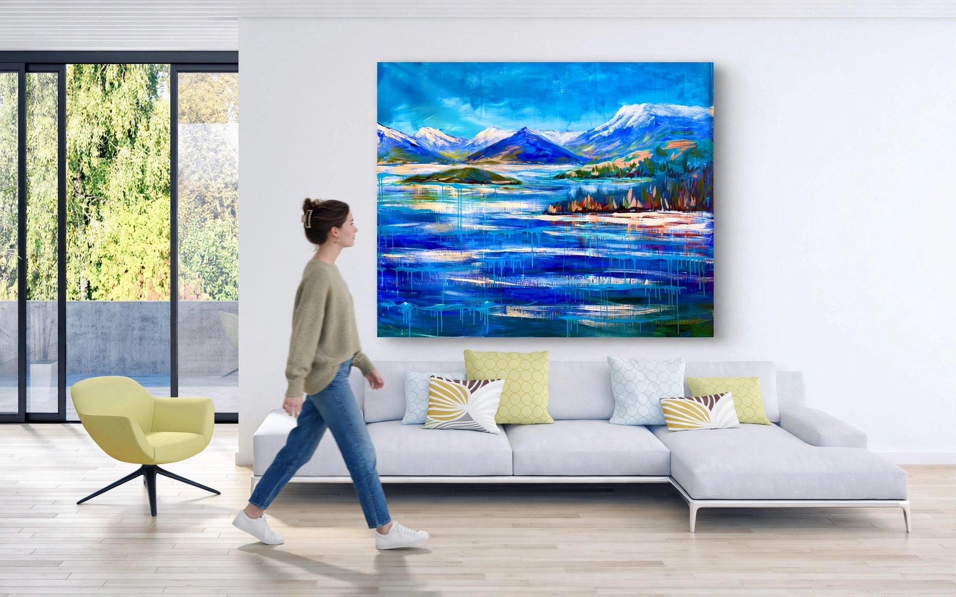 Whakatipu in Blue – original acrylic painting of Lake Whakatipu, Queenstown, 150x120cm