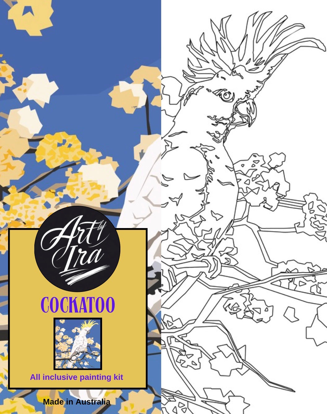 Cockatoo in Wattle Blooms Painting Kit