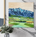 Remarkables – original acrylic painting of the Remarkables from Lake Johnson walkway, Queenstown, by Ira Mitchell