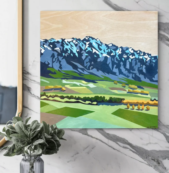 Remarkables – original acrylic painting of the Remarkables from Lake Johnson walkway, Queenstown, by Ira Mitchell