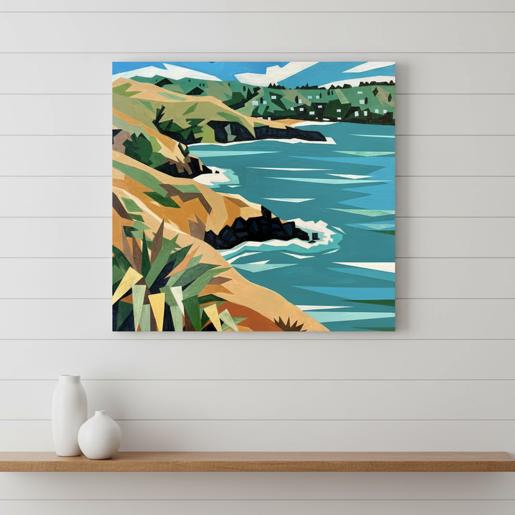 Taylors Mistake – original acrylic painting on beechwood by Art by Ira, hanging on a white shiplap wall