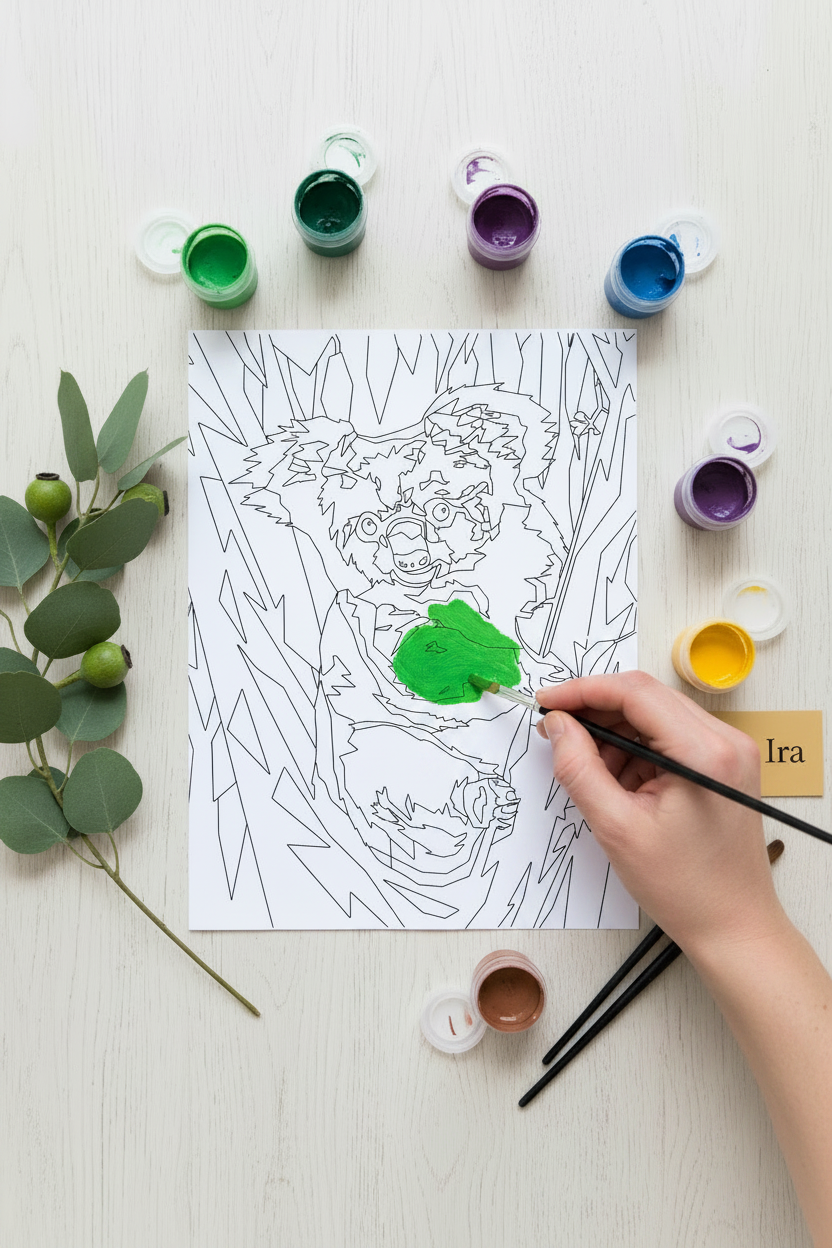 Koala Flat Lay with Hand Painting