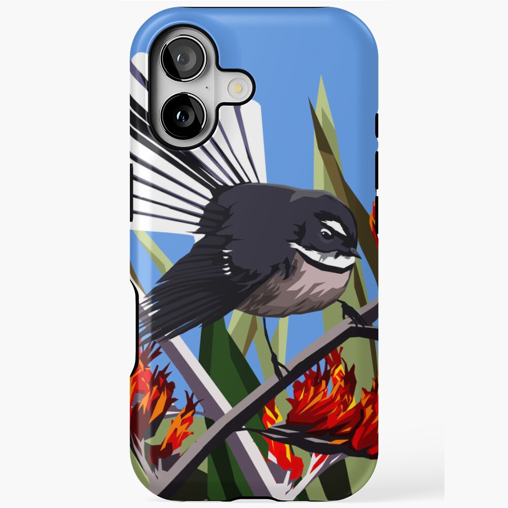 Pīwakawaka in Harakeke iPhone case artwork